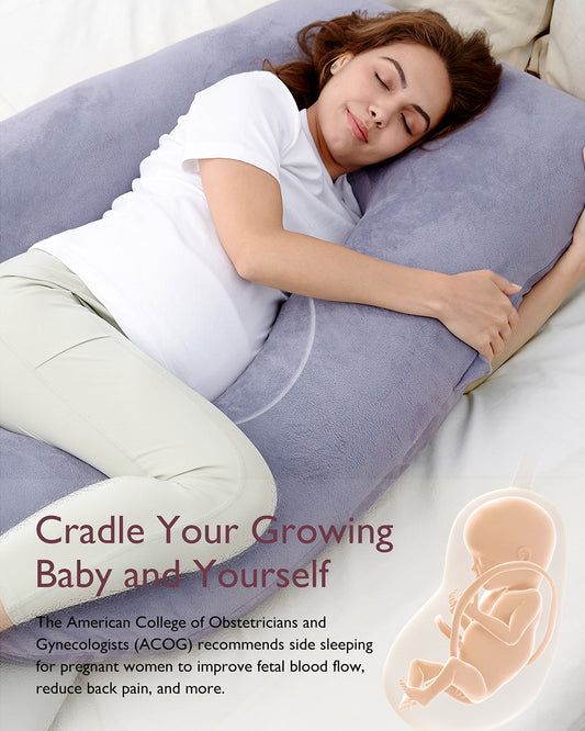 Momcozy G shaped Pregnancy Pillow-Full Body-Grey-Removable & Washable Cover-For Maternity