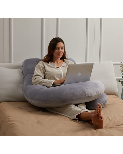 Momcozy G shaped Pregnancy Pillow-Full Body-Melange Grey-Removable & Washable Cover-For Maternity