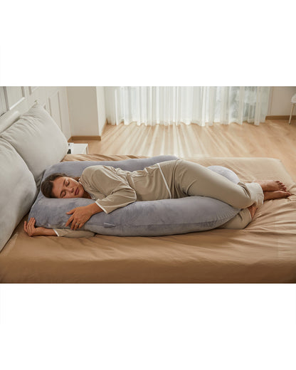 Momcozy G shaped Pregnancy Pillow-Full Body-Melange Grey-Removable & Washable Cover-For Maternity