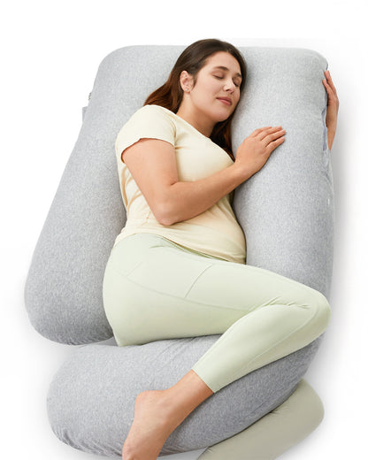 Momcozy G shaped Pregnancy Pillow-Full Body-Melange Grey-Removable & Washable Cover-For Maternity