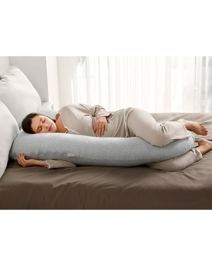 Momcozy G shaped Pregnancy Pillow-Full Body-Melange Grey-Removable & Washable Cover-For Maternity