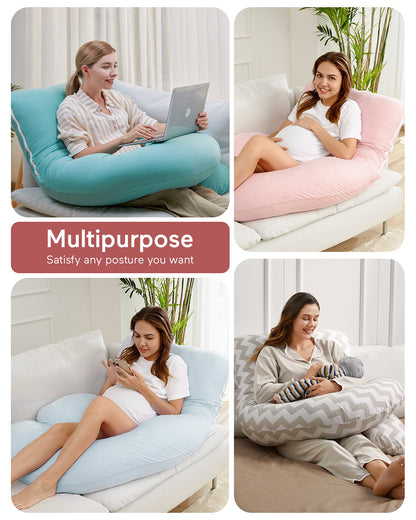 Momcozy G shaped Pregnancy Pillow-Full Body-Melange Grey-Removable & Washable Cover-For Maternity