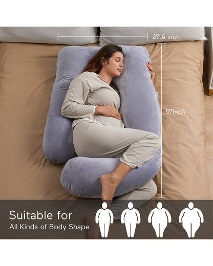 Momcozy G shaped Pregnancy Pillow-Full Body-Melange Grey-Removable & Washable Cover-For Maternity