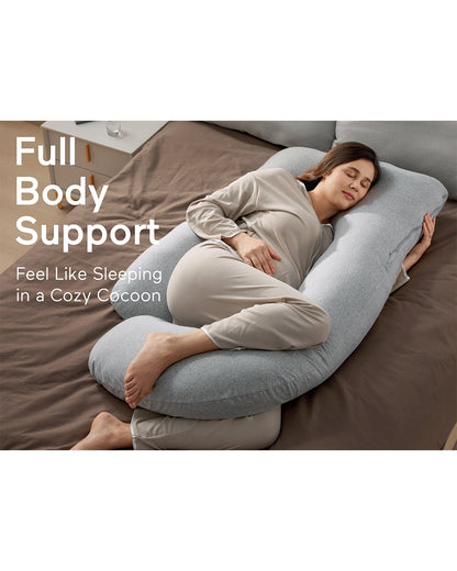 Momcozy G shaped Pregnancy Pillow-Full Body-Melange Grey-Removable & Washable Cover-For Maternity