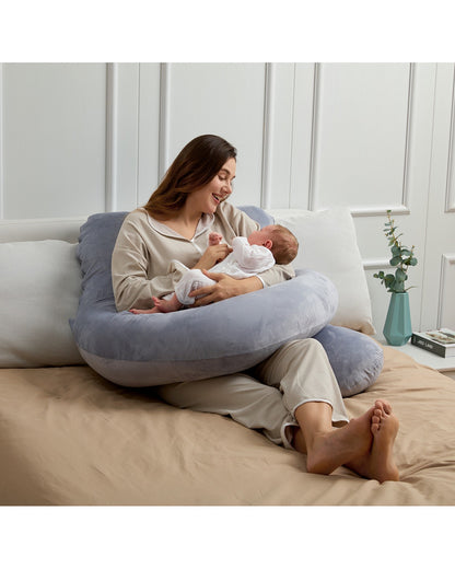 Momcozy G shaped Pregnancy Pillow-Full Body-Melange Grey-Removable & Washable Cover-For Maternity