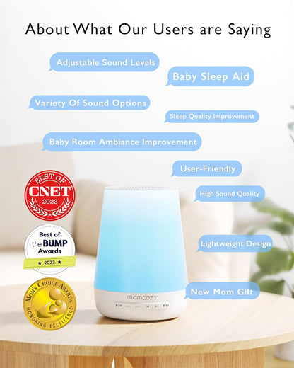 Momcozy Baby Sound Machine-With App Control Features-34 Soothing Sounds & 7 color diffusive night light-Compatible With Alexa-White Noise Machine For Baby's Sound Sleep-0M+