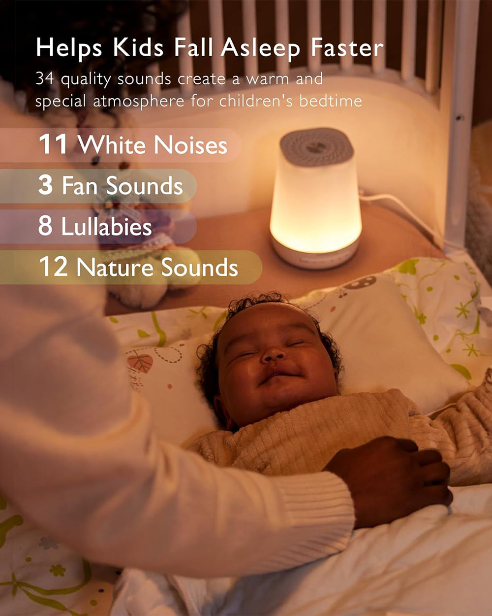 Momcozy Baby Sound Machine-With App Control Features-34 Soothing Sounds color diffusive night light-Compatible With Alexa-White Noise Machine For