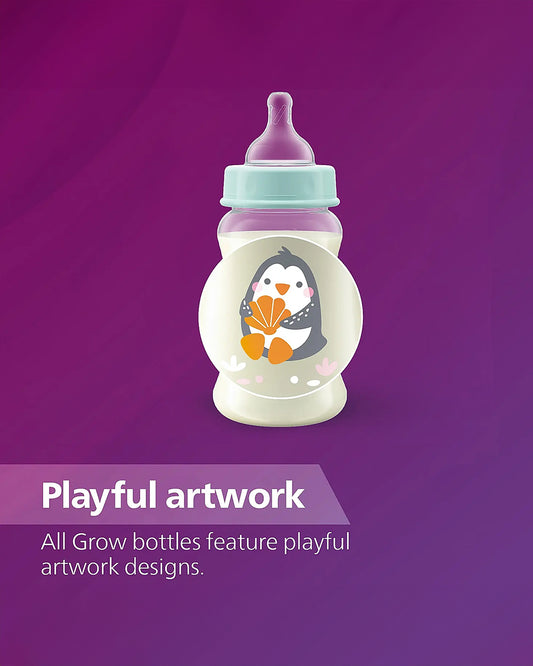 Philips Avent Grow bottle 250ml-Feeding Bottle with Flow 2 Nipple-BPA Free-Green-1M+