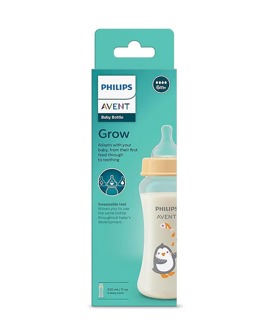 Philips Avent Grow bottle 330ml Feeding Bottle with Flow 4 Nipple-BPA Free-Peach-6M+