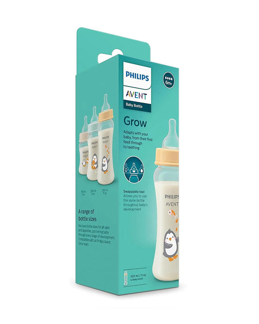 Philips Avent Grow bottle 330ml Feeding Bottle with Flow 4 Nipple-BPA Free-Peach-6M+