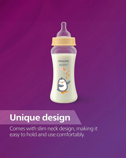 Philips Avent Grow bottle 330ml Feeding Bottle with Flow 4 Nipple-BPA Free-Peach-6M+