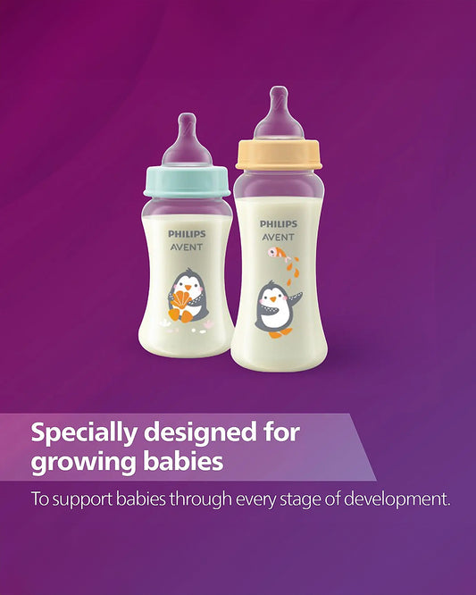 Philips Avent Grow bottle 330ml Feeding Bottle with Flow 4 Nipple-BPA Free-Peach-6M+