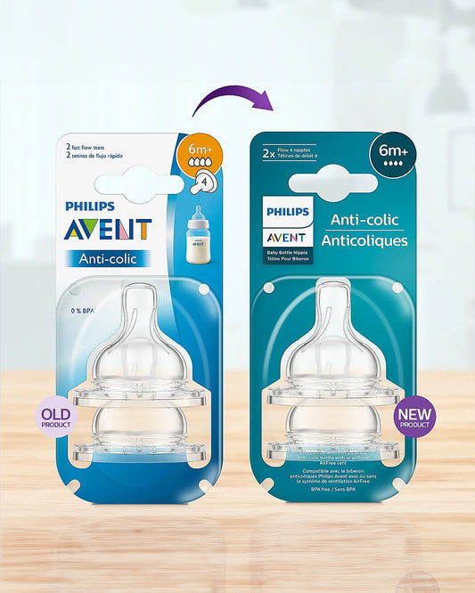 Philips Avent Anti Colic Teat-BPA Free-Flow 4 (6M+)-Pack of 2-Feeding Bottle Teat & Nipple