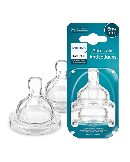 Philips Avent Anti Colic Teat-BPA Free-Flow 4 (6M+)-Pack of 2-Feeding Bottle Teat & Nipple