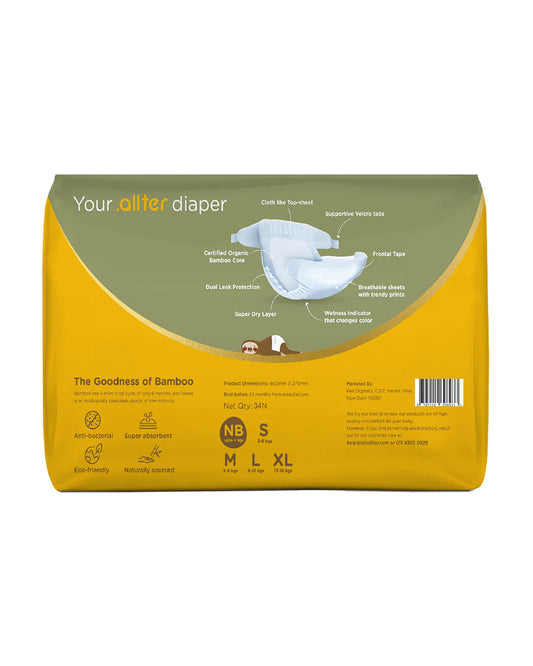 Allter Baby Feet Taped Diapers-Newborn (Upto 4Kg)-With Wetness Indicator