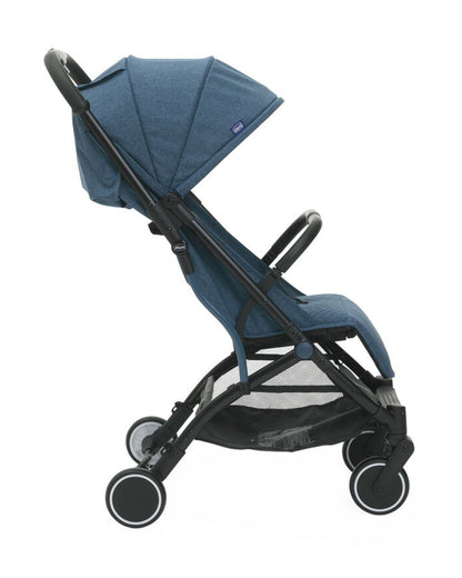 Chicco TrolleyMe Lightweight Baby Stroller-Extendable Handle to Carry-Flat Reclining Seat-One Hand Fold-6 Months Warranty-With Rain Cover-0 to 3Y (Upto 15 Kg)-Calypso Blue