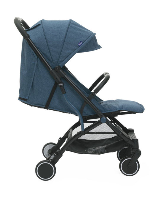 Chicco TrolleyMe Lightweight Baby Stroller-Extendable Handle to Carry-Flat Reclining Seat-One Hand Fold-6 Months Warranty-With Rain Cover-0 to 3Y (Upto 15 Kg)-Calypso Blue