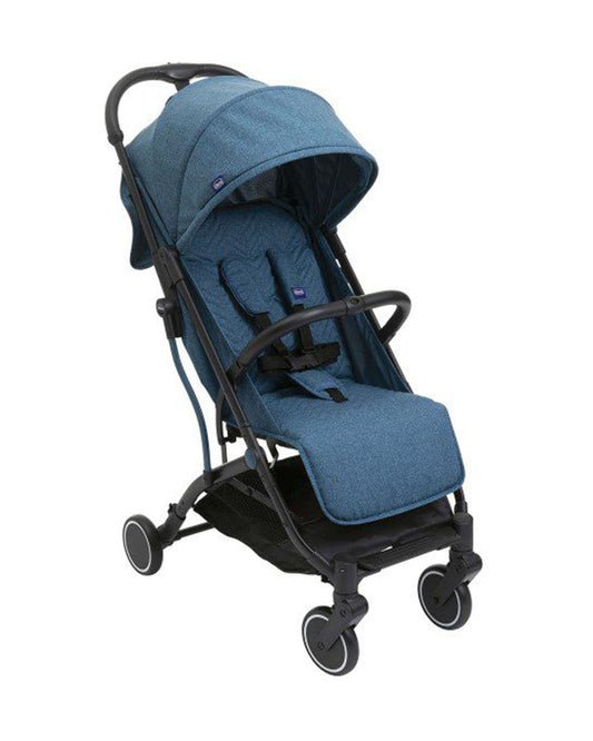 Chicco TrolleyMe Lightweight Baby Stroller-Extendable Handle to Carry-Flat Reclining Seat-One Hand Fold-6 Months Warranty-With Rain Cover-0 to 3Y (Upto 15 Kg)-Calypso Blue