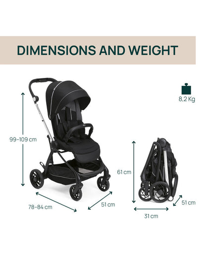 Chicco One4Ever Lounge Baby Stroller-Height Adjustable Backrest-Flat Reclining & Reversible Seat-One Hand Fold-6 Months Warranty-For 0 to 4Y (Upto 22 Kg)-Black Beauty