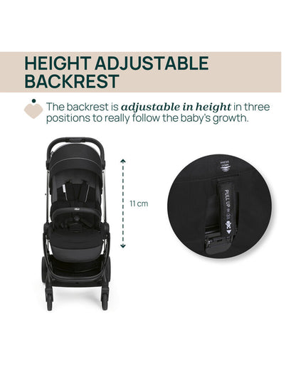 Chicco One4Ever Lounge Baby Stroller-Height Adjustable Backrest-Flat Reclining & Reversible Seat-One Hand Fold-6 Months Warranty-For 0 to 4Y (Upto 22 Kg)-Black Beauty