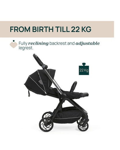 Chicco One4Ever Lounge Baby Stroller-Height Adjustable Backrest-Flat Reclining & Reversible Seat-One Hand Fold-6 Months Warranty-For 0 to 4Y (Upto 22 Kg)-Black Beauty