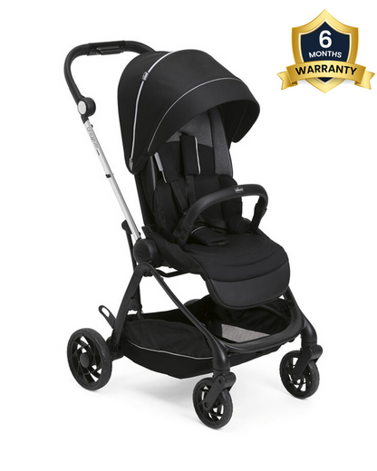 Chicco One4Ever Lounge Baby Stroller-Height Adjustable Backrest-Flat Reclining & Reversible Seat-One Hand Fold-6 Months Warranty-For 0 to 4Y (Upto 22 Kg)-Black Beauty