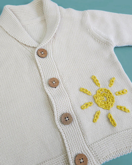 Keebee Pastel Pink Winter Wear Cardigan-Embroidered-100% GOTS Certified Organic Cotton-For Infants