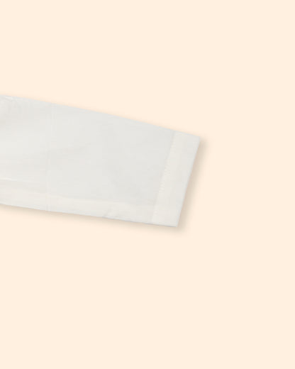 Keebee White Kimono Jhabla-Rocket Embroidered-Organic Cotton-For Infants