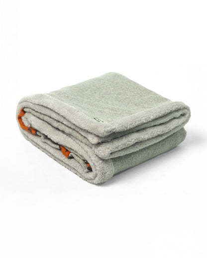 Pluchi Mumma & Baby Bunny Knitted Baby Blanket-Combed Cotton Blanket with Faux Fur Back-Vanilla Grey Melange-For Infants