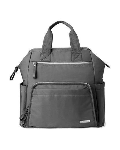 Skip Hop Mainframe Diaper Bag-Backpack-With Changing Pad-Wide Open & Stays Put-Charcoal