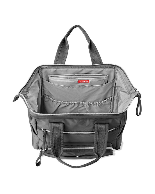 Skip Hop Mainframe Diaper Bag-Backpack-With Changing Pad-Wide Open & Stays Put-Charcoal