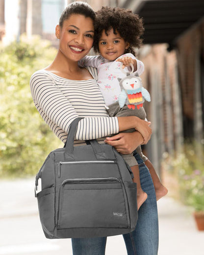 Skip Hop Mainframe Diaper Bag-Backpack-With Changing Pad-Wide Open & Stays Put-Charcoal