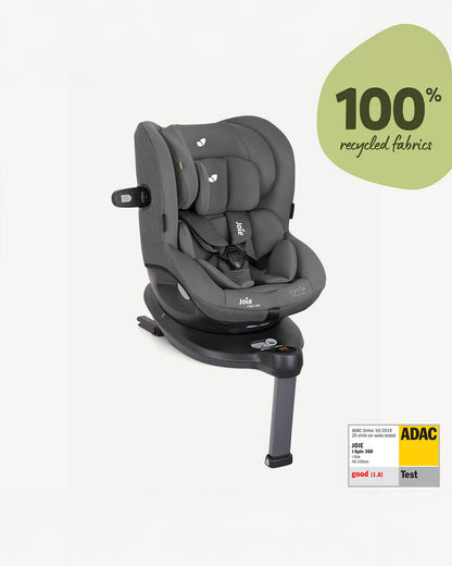 Joie i-Spin 360 Baby Car Seat-Convertible-(Front & Rear Facing)-6 Positions Recline-360 Degrees Rotation-2 Years Warranty-For 0 to 4Y (Upto 19 Kg)-Shell Grey