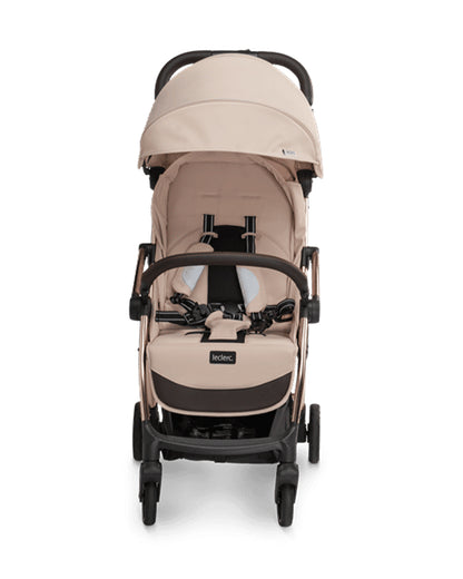 Leclerc Influencer Lightweight Baby Stroller-Air Cabin Friendly-One Touch Fold-With Free Gift Hamper-2 Years Warranty-For 6M to 5Y (Upto 22Kg)-Sand Chocolate