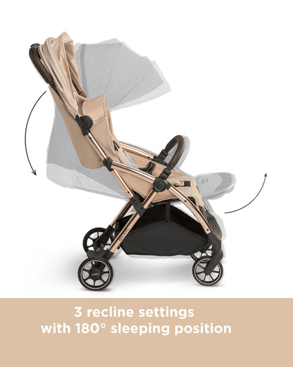 Leclerc Influencer Lightweight Baby Stroller-Air Cabin Friendly-One Touch Fold-With Free Gift Hamper-2 Years Warranty-For 6M to 5Y (Upto 22Kg)-Sand Chocolate