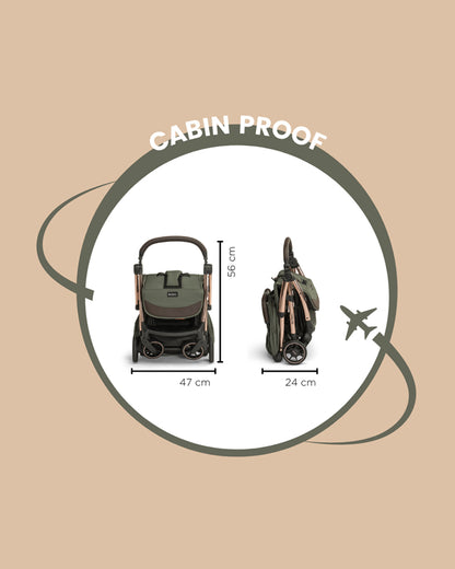 Leclerc Influencer Lightweight Baby Stroller-Air Cabin Friendly-One Touch Fold-With Free Gift Hamper-2 Years Warranty-For 6M to 5Y (Upto 22Kg)-Sand Chocolate