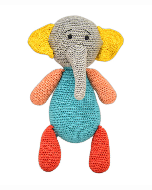 Happy Threads Jolly Jumbos Elephant Soft Toy-Easily Washable-Handcrafted-Plush Cuddly Toy For Newborn