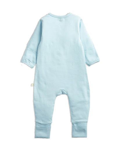 Tiny Twig Soft Blue Sleepsuit-Solid-100% GOTS Certified Organic Cotton-For Infants