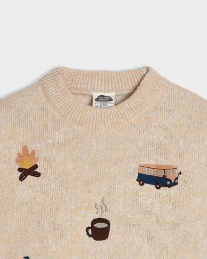 Mi Arcus Beige Sweater-Adventure-Woollen-For Infants