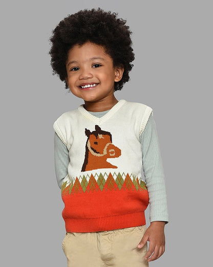 Mi Arcus Multicolor Sweater-Adventure Horse-Cotton-For Infants