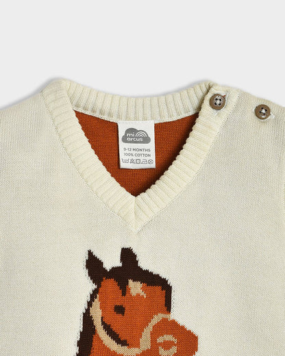 Mi Arcus Multicolor Sweater-Adventure Horse-Cotton-For Infants