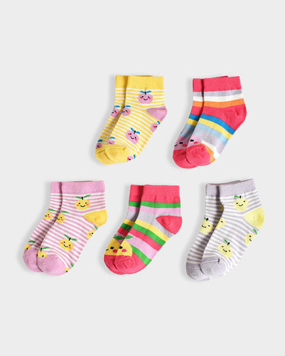 Mi Arcus Multicolor Socks-Fruits-Cotton-Pack Of 5-For Infants