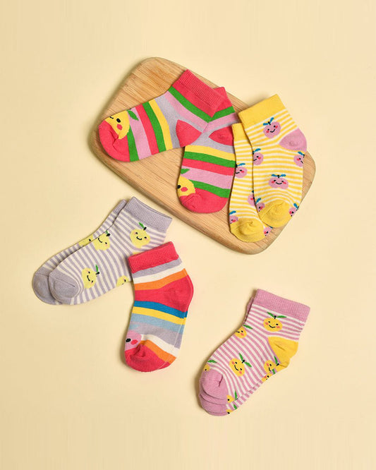 Mi Arcus Multicolor Socks-Fruits-Cotton-Pack Of 5-For Infants