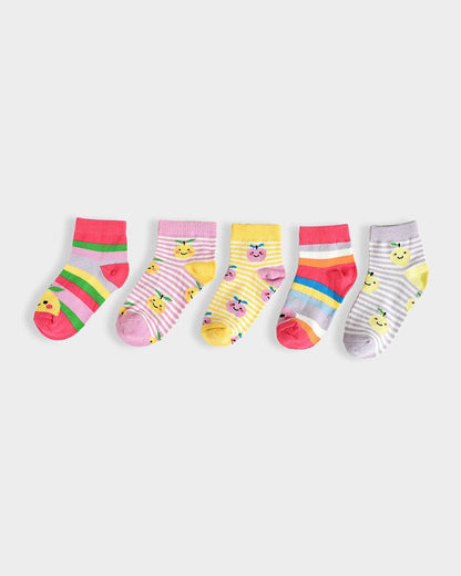 Mi Arcus Multicolor Socks-Fruits-Cotton-Pack Of 5-For Infants