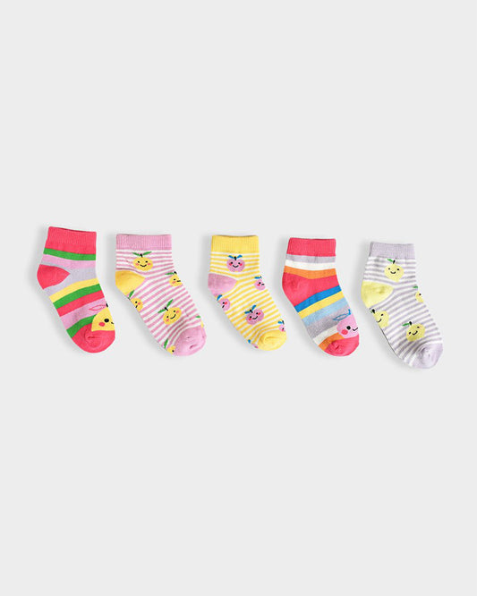 Mi Arcus Multicolor Socks-Fruits-Cotton-Pack Of 5-For Infants