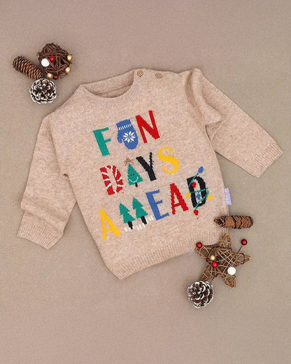 Mi Arcus Beige Sweater-Fun Days-Cotton-For Infants