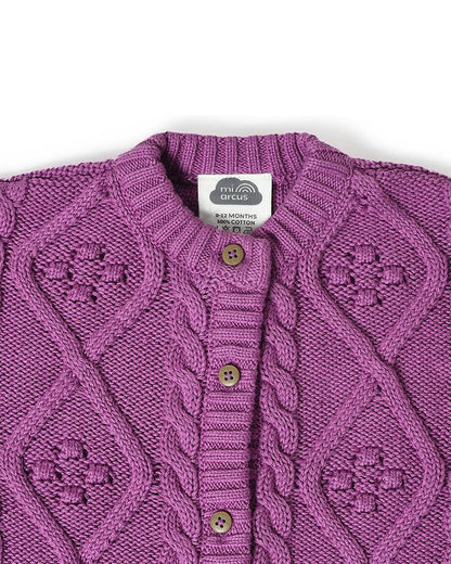 Mi Arcus Purple Cardigan-Misty Chunky-Acrylic-For Infants