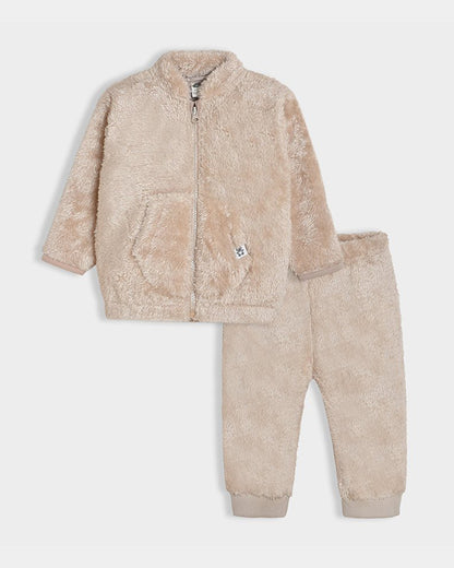 Mi Arcus Beige Sweater Set-Neutral Love-Polyester-For Infants
