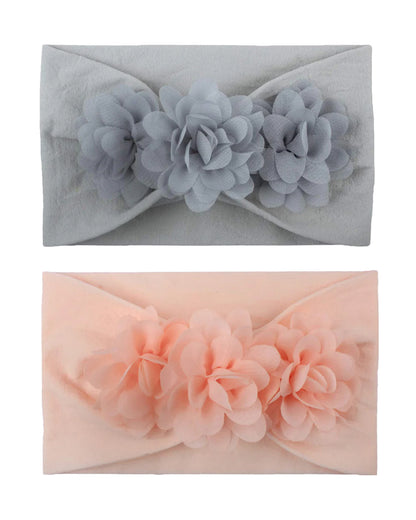 Syga Peach & Grey Headbands-Solid-Nylon-Pack Of 2-For Infants