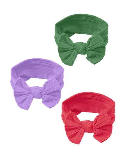 Syga Green, Pink & Lavender Headbands-Solid-Cotton Blend-Pack Of 3-For Infants